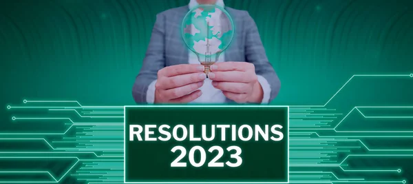 Légende Texte Présentant Les Résolutions 2023 Vitrine Affaires Liste Des — Photo