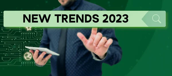 Didascalia Concettuale New Trends 2023 Word Scritto Sulla Direzione Generale — Foto Stock