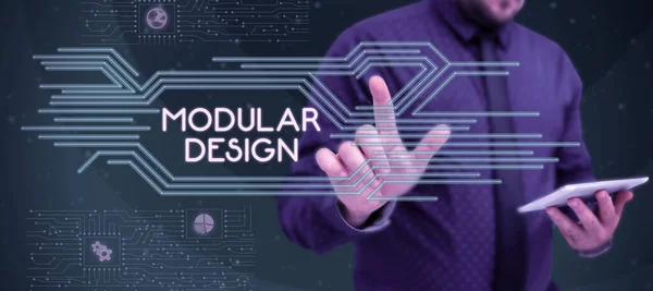 Konceptvisning Modulär Design Affärsidé Att Använda Teknik Som Ett Verktyg — Stockfoto
