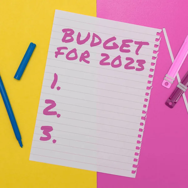 Leyenda Conceptual Presupuesto Para 2023 Visión General Las Empresas Estimaciones —  Fotos de Stock