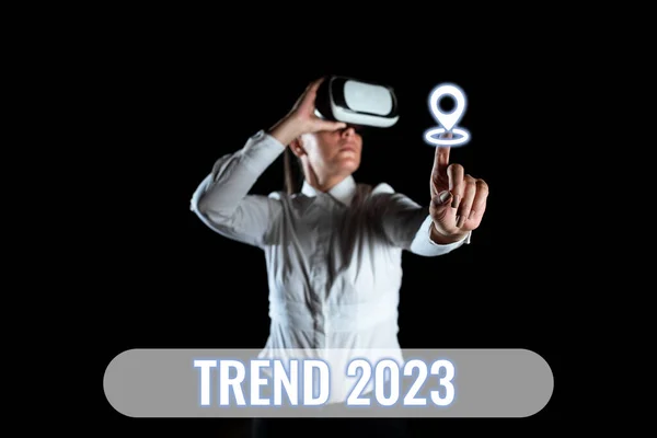 Segno Testo Che Mostra Trend 2023 Business Panoramica Cose Che — Foto Stock