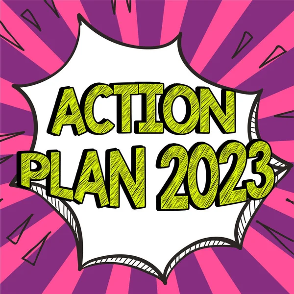 Szöveg Felirat Amely Bemutatja Cselekvési Tervet 2023 Internet Concept List — Stock Fotó