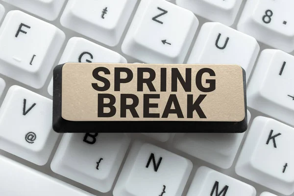 Hand Writing Sign Spring Break Word Written Vacation Period School — Stock Photo, Image