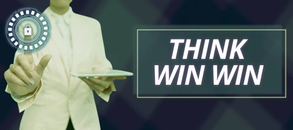 Podepsat Zobrazení Think Win Win Word Written Business Strategy Competition — Stock fotografie