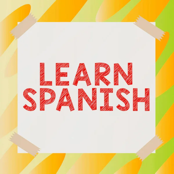 Visualización Conceptual Aprender Español Palabra Escrito Lengua Traducción España Vocabulario —  Fotos de Stock