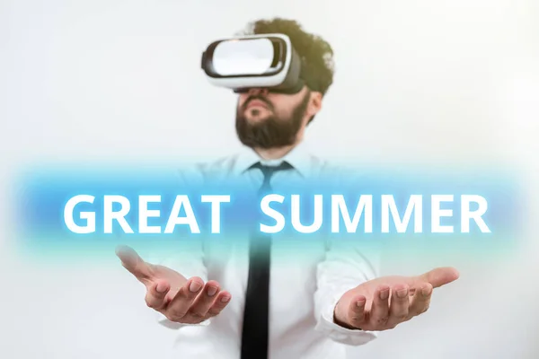 Teksten Weergeven Great Summer Word Geschreven Plezier Hebben Good Sunshine — Stockfoto