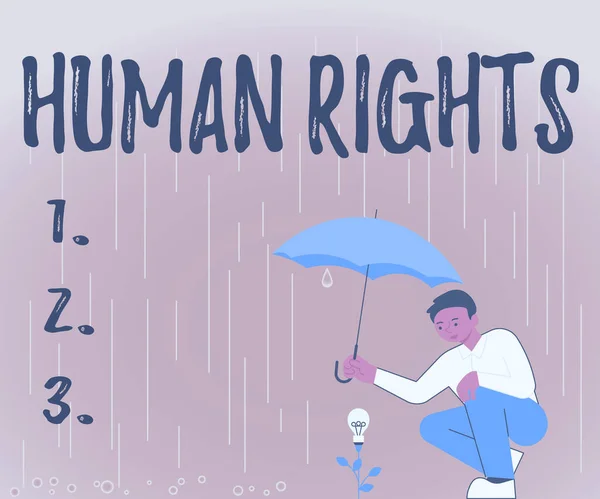 Handschriftliches Zeichen Menschenrechte Unternehmensübersicht Moralische Prinzipien Standards Normen Eines Gesetzlich — Stockfoto