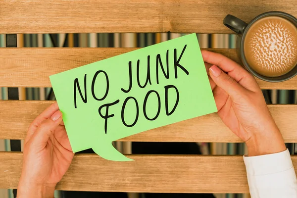 Ihletet Adó Szöveg Junk Food Üzleti Áttekintés Egyél Egészségtelen Dolgokat — Stock Fotó