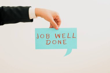 İlham verici bir iş olduğunu gösteren bir metin. İyi iş, iyi performans. Tezahürat onaylandı.