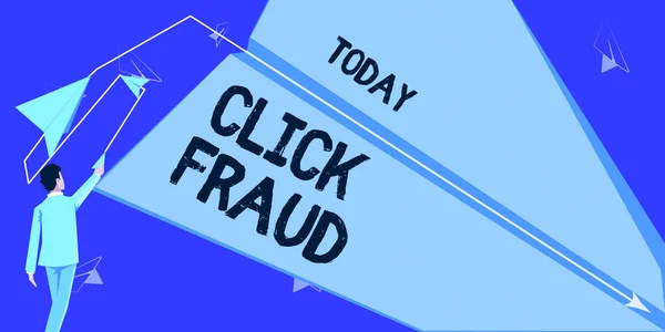 Inspiratie Toont Teken Click Fraud Zakelijke Aanpak Praktijk Van Herhaaldelijk — Stockfoto