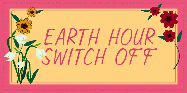 Handschriftliches Zeichen Earth Hour Ausschalten Wort Auf Dem Lights Out — Stockfoto