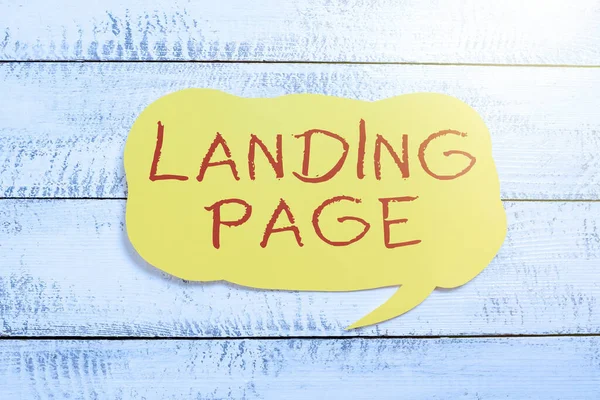 Visualizzazione Concettuale Landing Page Word Website Accessibile Facendo Clic Link — Foto Stock