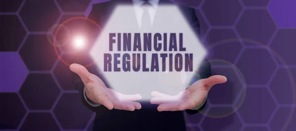 Text Caption Presenting Financial Regulation Word Aim Maintain Integrity Finance — Stock fotografie