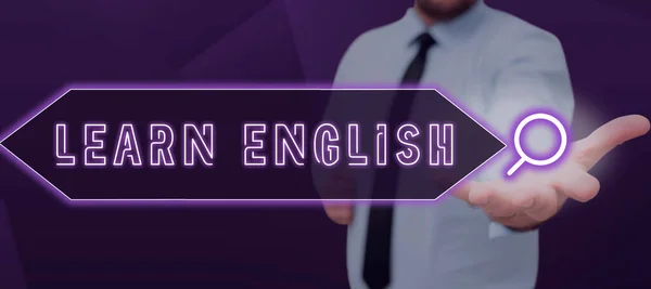 Texttext Som Presenterar Lär Dig Engelska Affärsöversikt Universellt Språk Lätt — Stockfoto