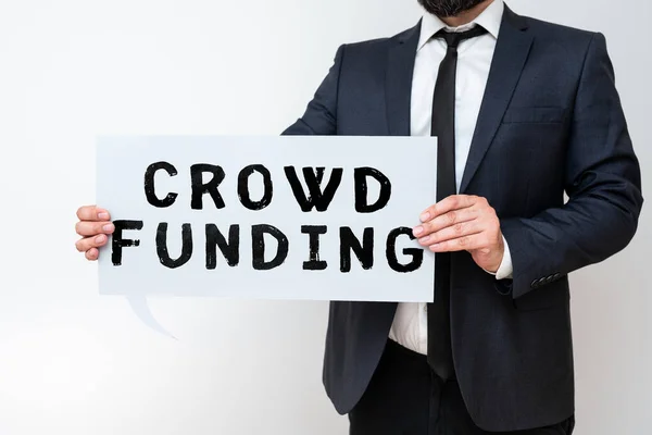 Texto Mostrando Inspiración Crowd Funding Word Written Fundraising Kickstarter Startup —  Fotos de Stock