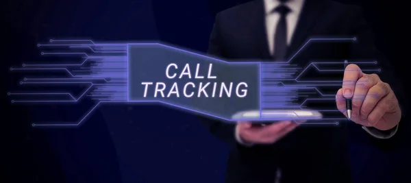 Sinal Exibindo Call Tracking Conceito Que Significa Motor Busca Orgânica — Fotografia de Stock