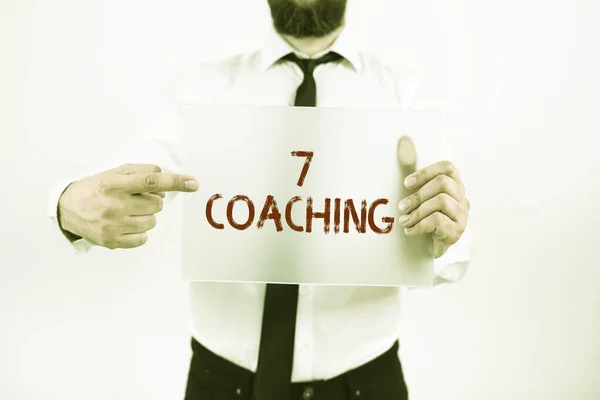 Exibição Conceitual Coaching Visão Geral Negócio Refere Uma Série Números — Fotografia de Stock