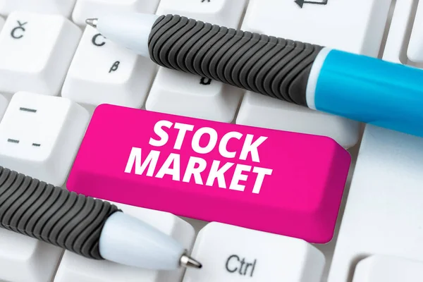 Signo Texto Que Muestra Mercado Valores Enfoque Empresarial Mercado Particular — Foto de Stock