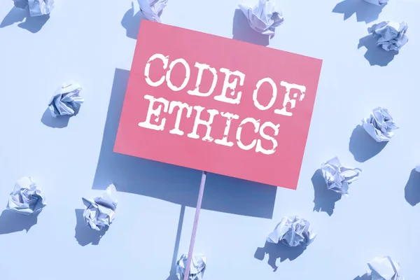 記号を示すインスピレーション倫理のコード ビジネスアプローチ道徳的なルール倫理的誠実正直良い手順 — ストック写真