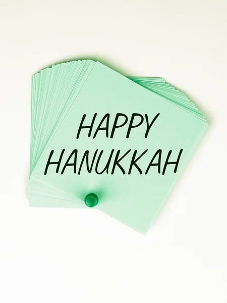 Legenda Conceitual Happy Hanukkah Abordagem Negócios Dia Relacionado Com Aspecto — Fotografia de Stock