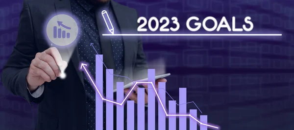 Tekenen Weergeven 2023 Doelen Zakelijke Aanpak Een Plan Doen Voor — Stockfoto