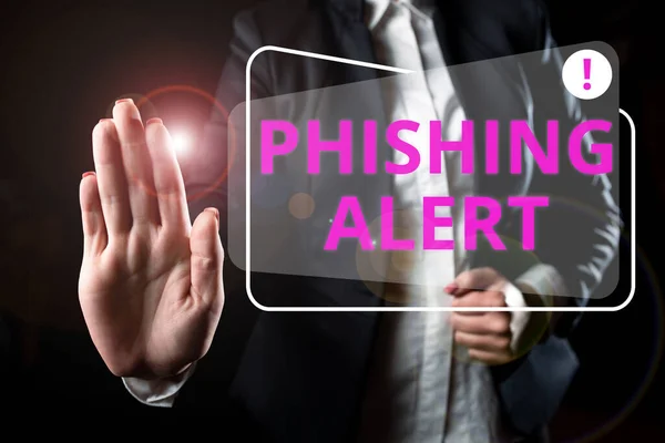 Text Rukopisu Phishing Alert Pojem Vědomí Podvodný Pokus Získání Citlivých — Stock fotografie
