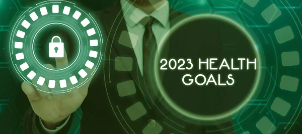 Conceptueel Bijschrift 2023 Gezondheidsdoelstellingen Internet Concept Viering Van Het Begin — Stockfoto