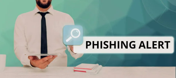 Text Zobrazující Inspiraci Phishing Alert Business Overview Aware Fraudulent Attempt — Stock fotografie