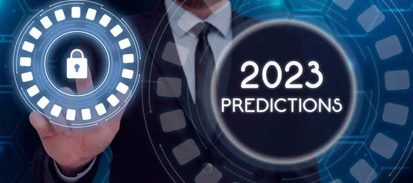 Logga Visar 2023 Förutsägelser Affärsidé Lista Över Saker Känner Att — Stockfoto