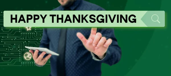 Znak Tekstowy Pokazujący Happy Thanksgiving Business Approach Harvest Festival Święto — Zdjęcie stockowe