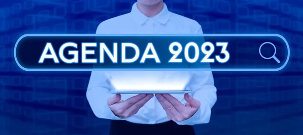 Handstilstext Agenda 2023 Word Skrivet Lista Över Aktiviteter För Vilka — Stockfoto