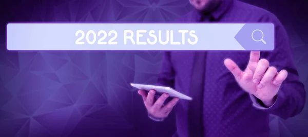 Bildunterschrift Präsentation Der Ergebnisse Von 2022 Internetkonzept Jedes Ergebnis Einer — Stockfoto