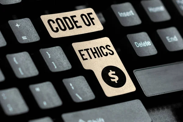 Tekstbord Met Ethische Code Woord Geschreven Morele Regels Ethische Integriteit — Stockfoto