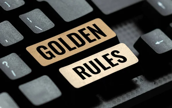 Legenda Conceitual Golden Rules Business Showcase Princípio Básico Que Deve — Fotografia de Stock