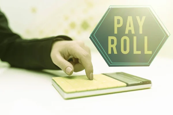 Escrevendo Exibindo Texto Pay Roll Foto Conceitual Quantidade Salários Salários — Fotografia de Stock