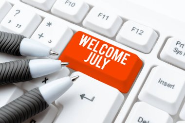 Kavramsal Başlık Hoşgeldiniz Temmuz, Kavramsal Fotoğraf Takvimi Yedinci Ay 31. gün Üçüncü Çeyrek Yeni Sezon