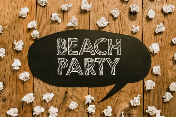 Text Showing Inspiration Beach Party Concept Meaning Small Big Festival — Stock Photo, Image