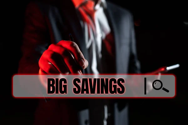 Text Som Visar Inspiration Big Savings Business Approach Intäkter Som — Stockfoto