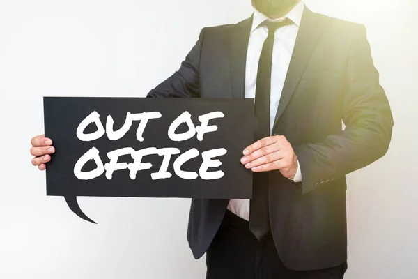 Text Caption Presenting Out Office Business Concept Job Nobody Business — Stock Photo, Image