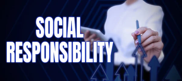 Escrever Exibindo Texto Responsabilidade Social Business Showcase Obrigação Para Benefício — Fotografia de Stock