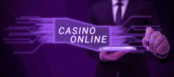 Text showing inspiration Casino Online, Business approach Computer Poker Game Gamble Royal Bet Lotto High Stakes