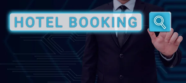 Konzeptionelle Bildunterschrift Hotelbuchung Geschäftskonzept Online Reservierungen Präsidentensuite Luxe Hospitality — Stockfoto