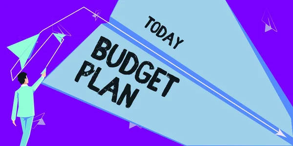 Hand writing sign Budget Plan, Word for financial schedule for a defined period of time usually year