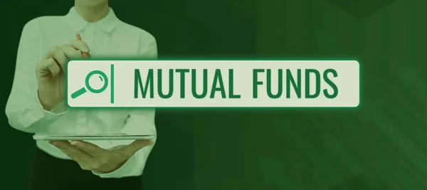 Text caption presenting Mutual Funds, Internet Concept An investment program funded by shareholders Individual Stocks
