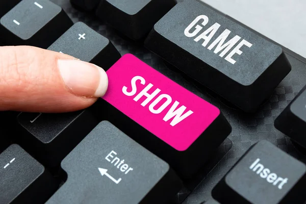 Tekenen Weergeven Game Show Zakelijke Aanpak Programma Televisie Radio Met — Stockfoto