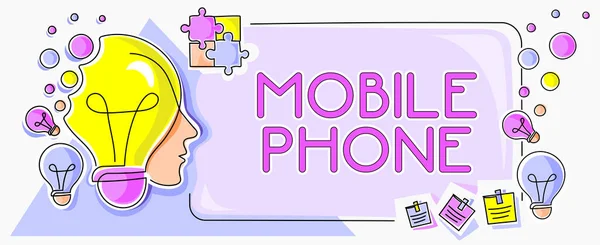 Tanda Teks Yang Menampilkan Telepon Seluler Pendekatan Bisnis Suatu Perangkat — Stok Foto