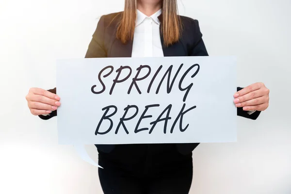 Writing Displaying Text Spring Break Word Vacation Period School Universities — Stock Photo, Image