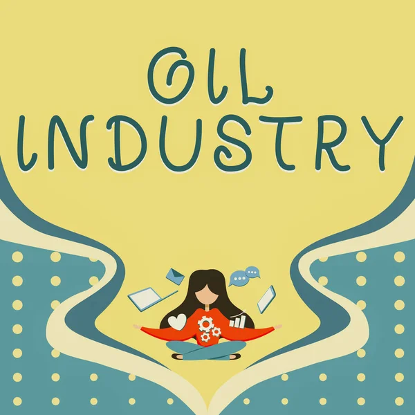 Hand Writing Sign Oil Industry Επιχειρηματική Βιτρίνα Εξόρυξη Εξόρυξη Διύλιση — Φωτογραφία Αρχείου