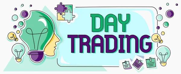 Znak Tekstowy Pokazujący Day Trading Biznes Podejścia Papiery Wartościowe Konkretnie — Zdjęcie stockowe