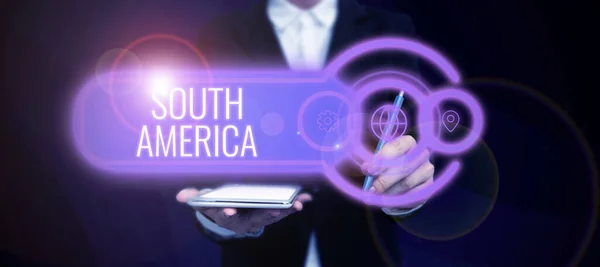 Texto Que Muestra Inspiración América Del Sur Idea Negocios Continente — Foto de Stock